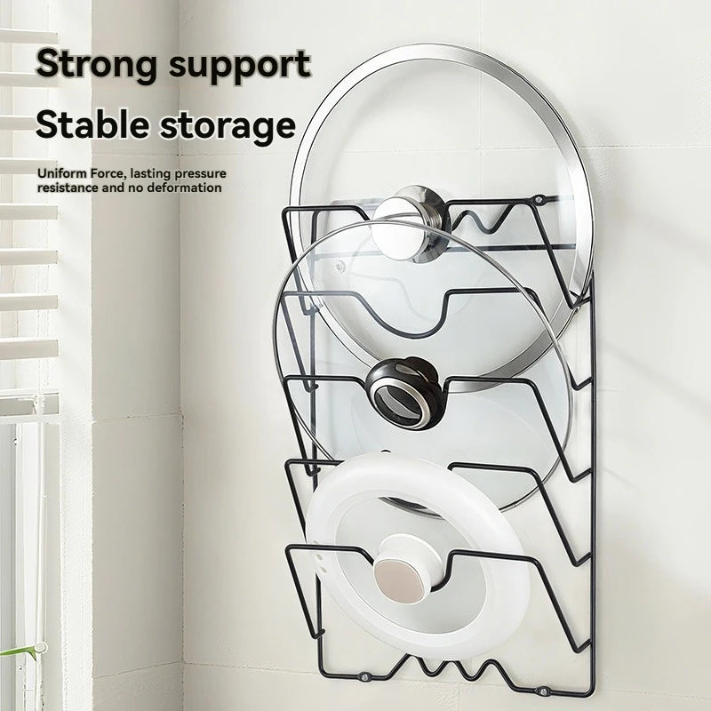 Wall Mounted Pot Lid Rack – 5-Tier Kitchen Organizer
