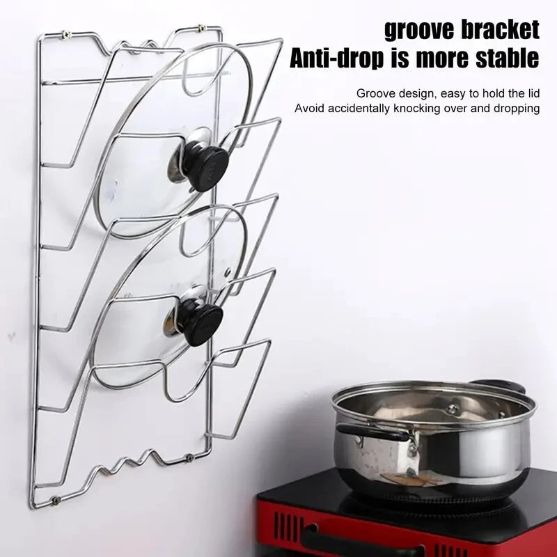 Wall Mounted Pot Lid Rack – 5-Tier Kitchen Organizer