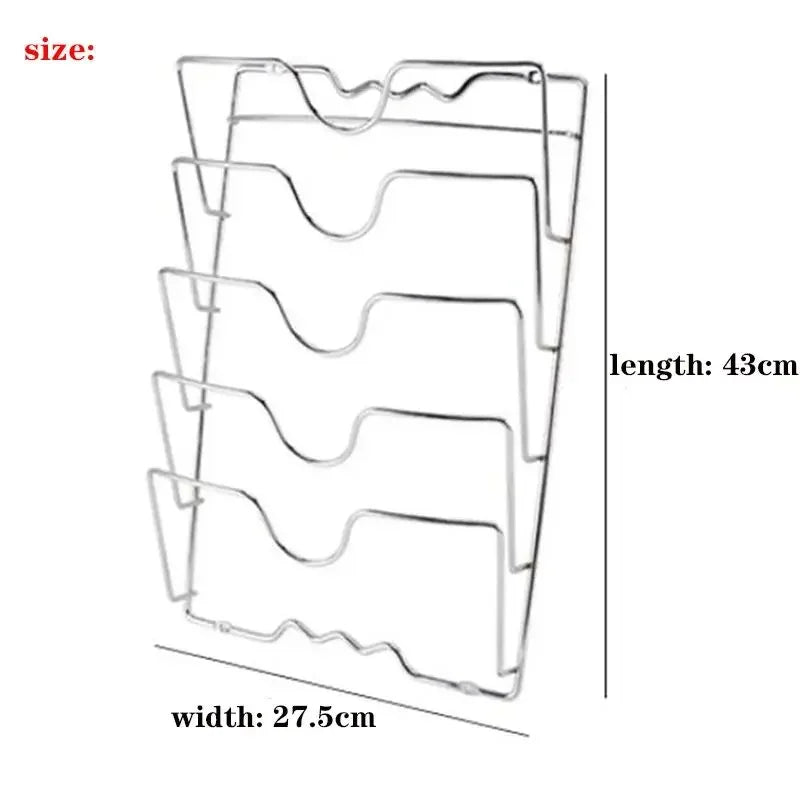 Wall Mounted Pot Lid Rack – 5-Tier Kitchen Organizer