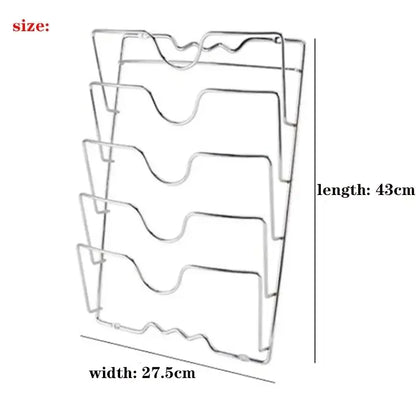 Wall Mounted Pot Lid Rack – 5-Tier Kitchen Organizer