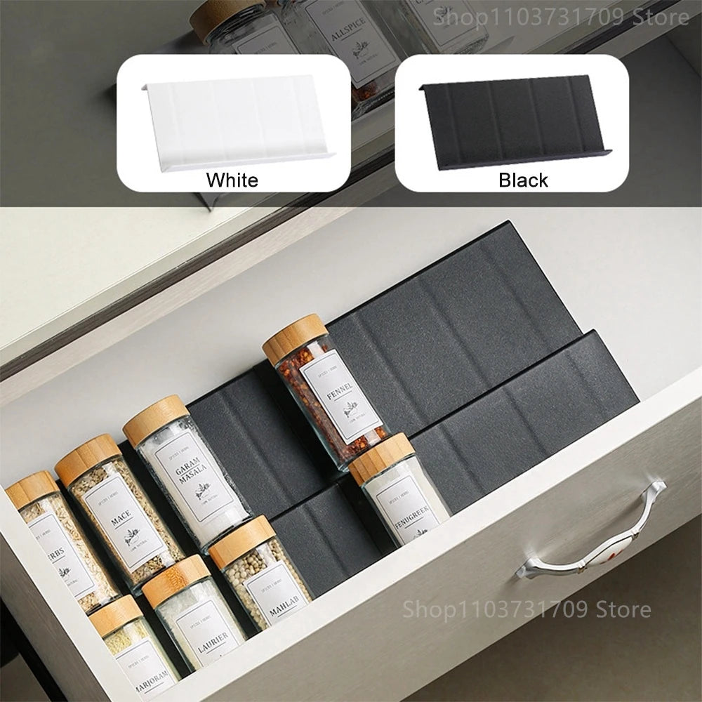 Adjustable 4-Tier Kitchen Spice Drawer Organizer Rack