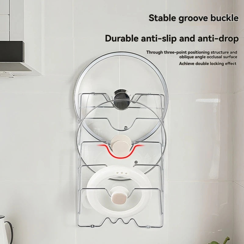 Wall Mounted Pot Lid Rack – 5-Tier Kitchen Organizer